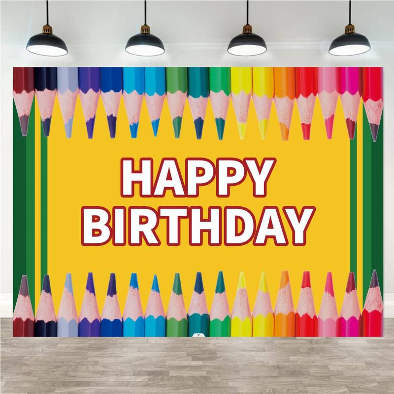 Crayon Birthday Party Backdrop Colorful Crayon Birthday - Temu